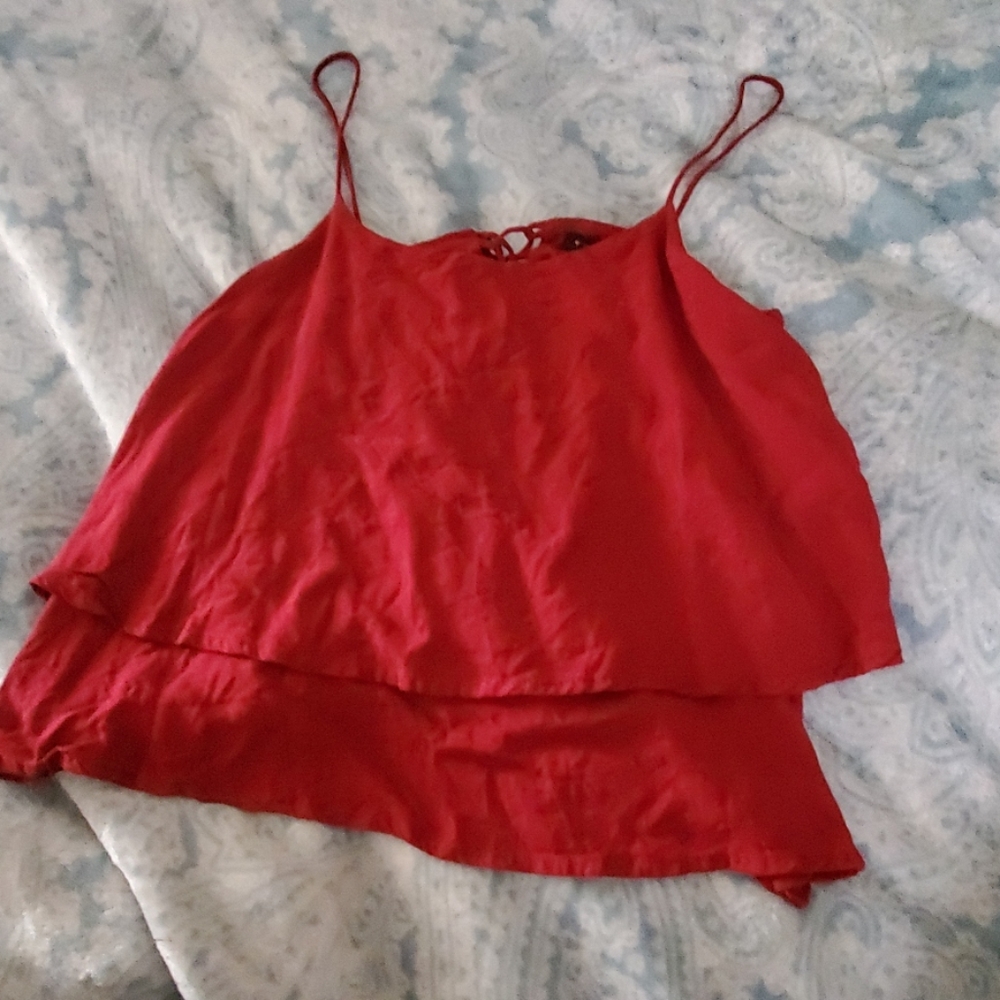 Maroon flowy crop tank